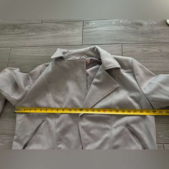 Philosophy|Light Gray Vegan Suede Leather Moto Jacket•size XL,fall winter style - Picture 11 of 12